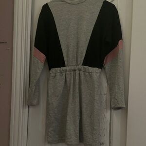 Gray and Black Long Sleeve Dress with Pink Accents